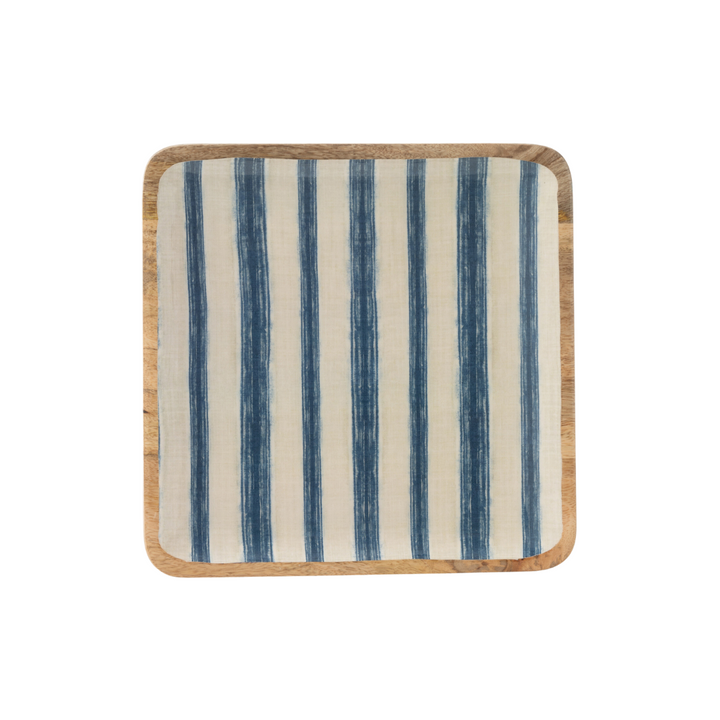 ANAYA STRIPES SQUARE TRAY | BLUE/WHITE 30X30X2.5CM