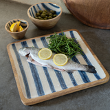 ANAYA STRIPES SQUARE TRAY | BLUE/WHITE 30X30X2.5CM