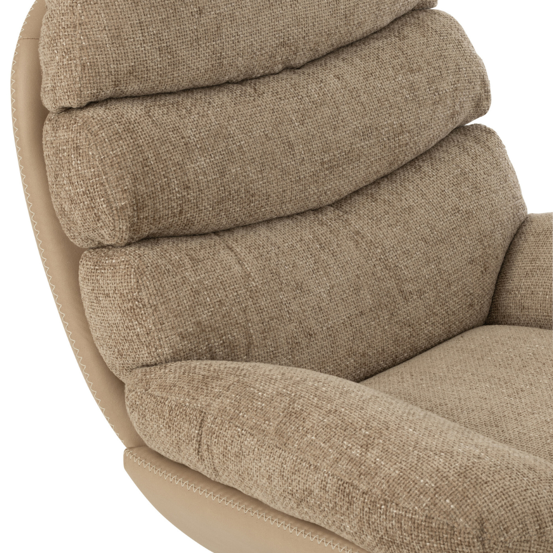 Angled shot showing layered cushion design on Zena chair