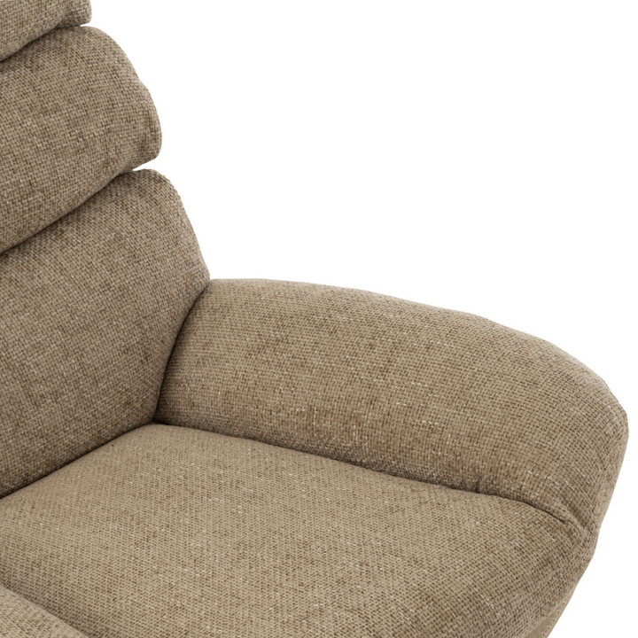 Texture detail of taupe upholstery on Zena lounge chair