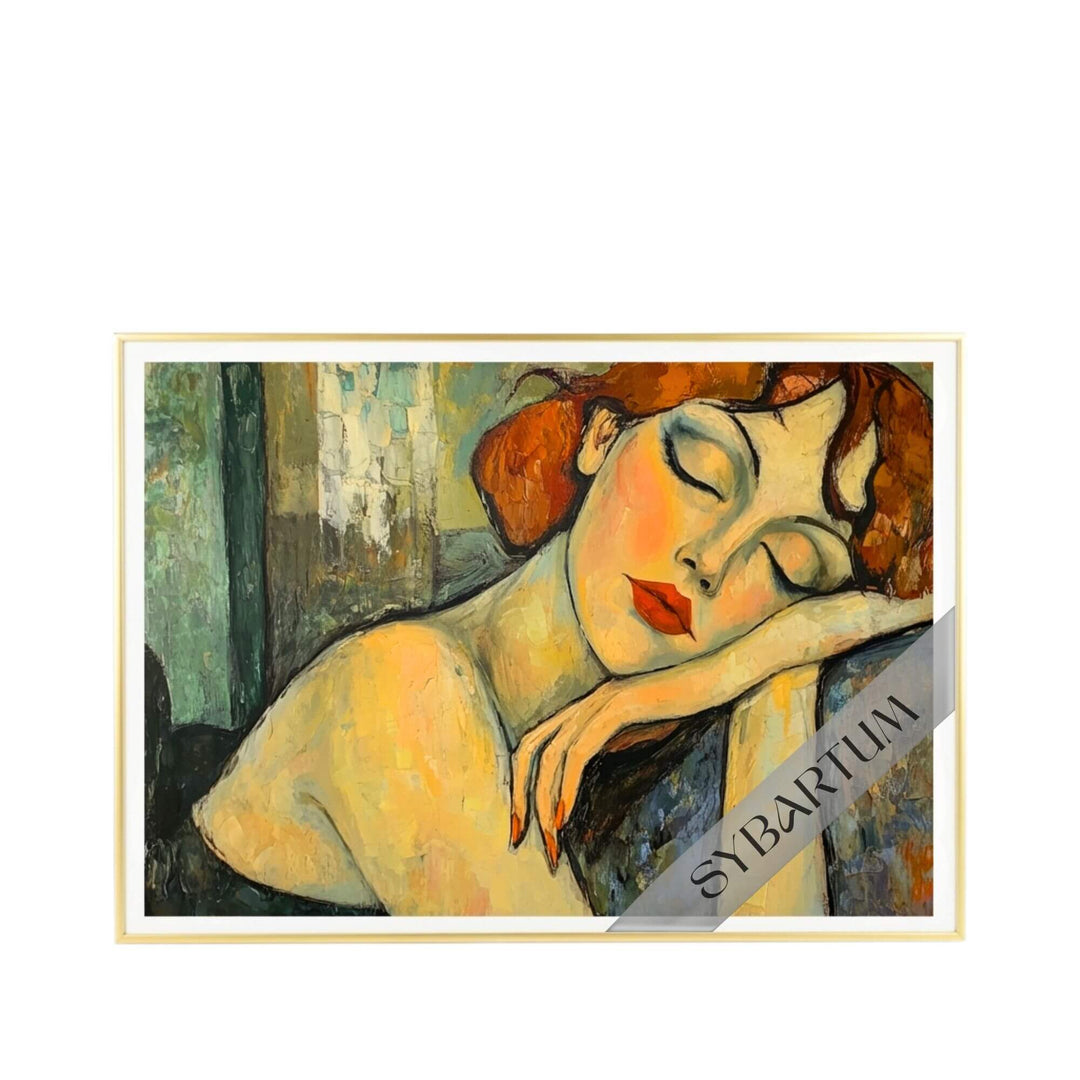 Front view of framed “A Dream Is a Dream Is a Dream” artwork showing expressive portrait and soft painterly brushstrokes.