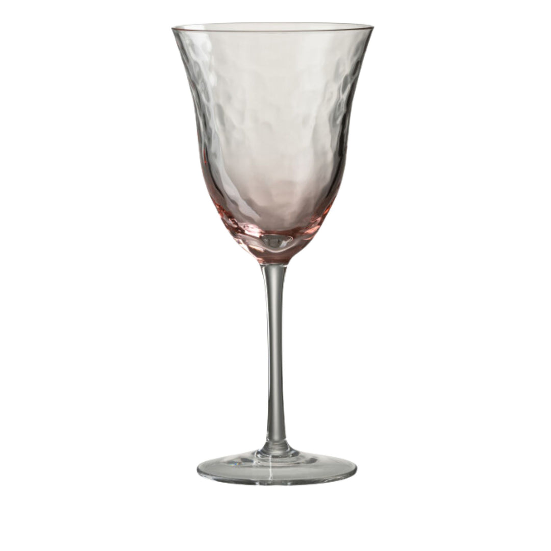 Front view of the Abstra Glass Cup with sculpted bowl and tinted base.