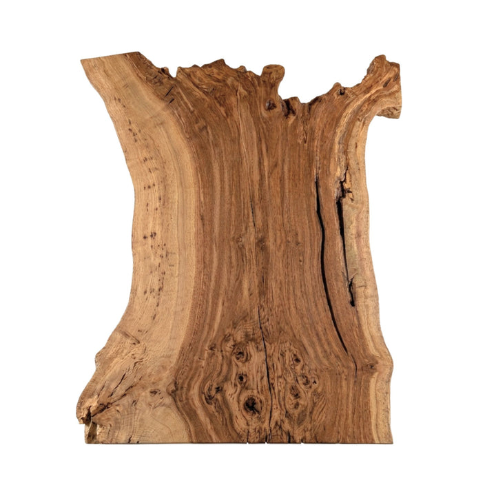 Close-up detail of the acacia wood grain and natural imperfections.