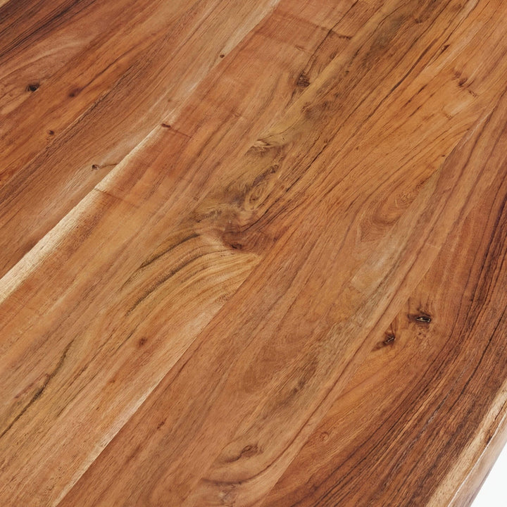 Top view of the acacia wood surface highlighting the natural grain and warm tone variation.
