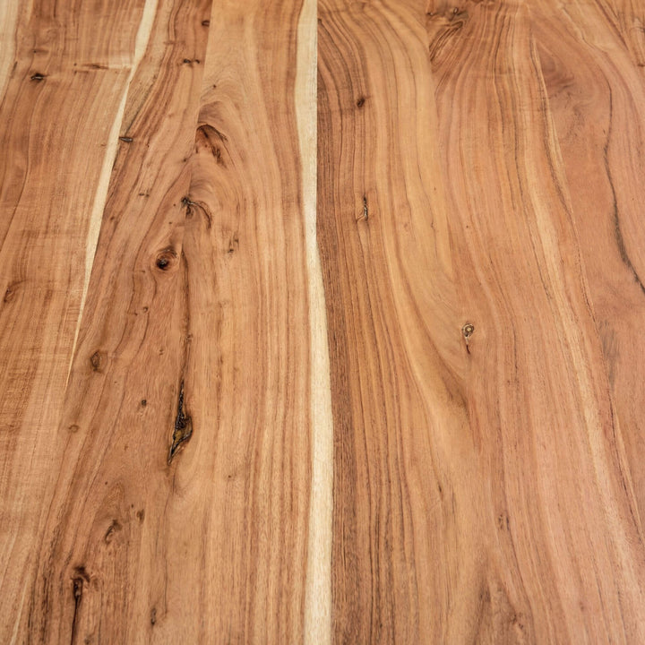 Top view of the acacia wood surface highlighting the natural grain and tone variation.
