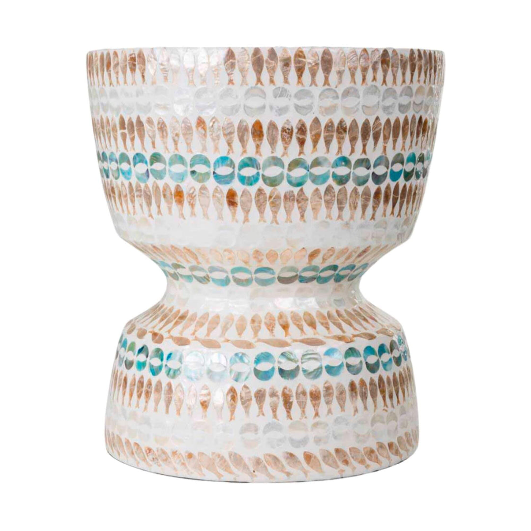 Front view of adela capiz stool.