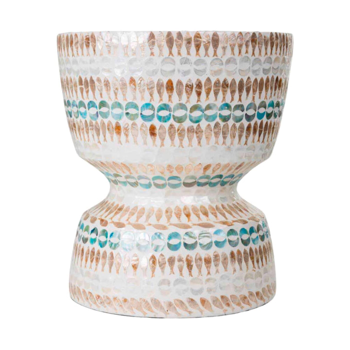 Front view of adela capiz stool.