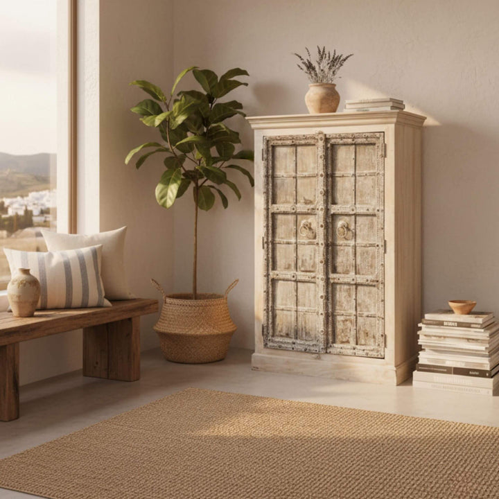 Styled room setting with the Aeneas wardrobe used as a decorative focal point.