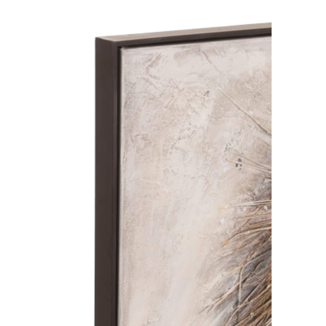 Close-up of frame corner showing texture and neutral background tones.