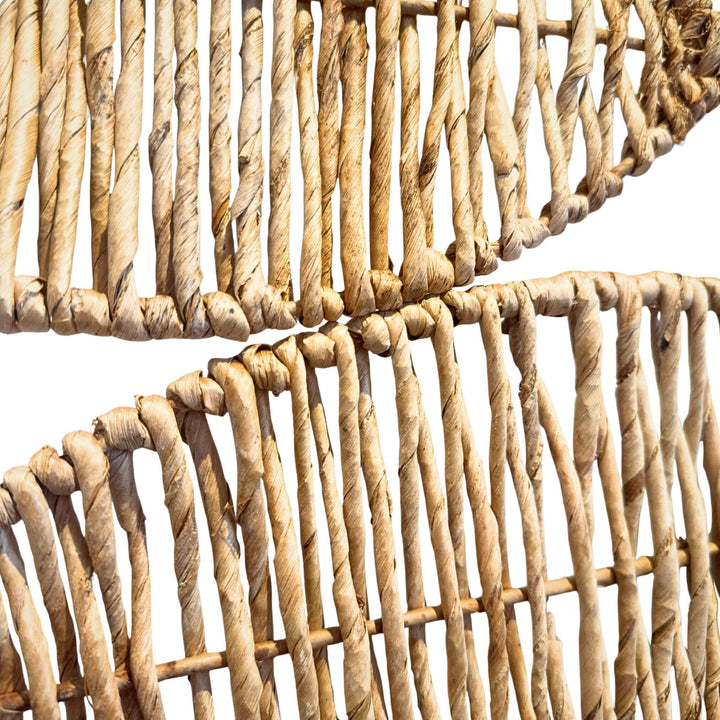 Close-up of woven banana fiber fish pattern on Agiba Fish Wall Deco