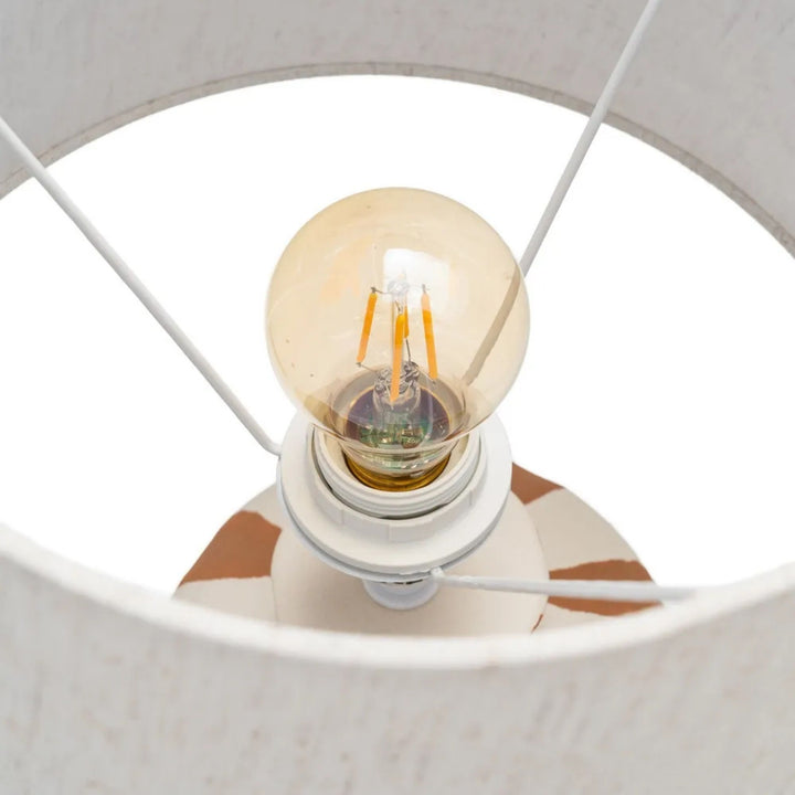 Close-up view of the bulb holder and interior structure of the lamp shade.