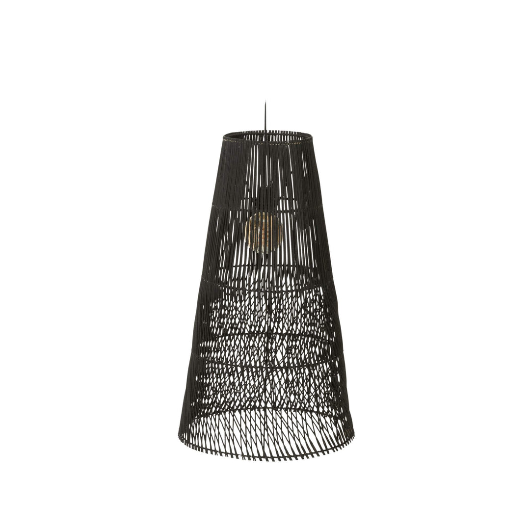 Alexia rattan pendant lamp in dark finish, conical shape, 37×37×75 cm.