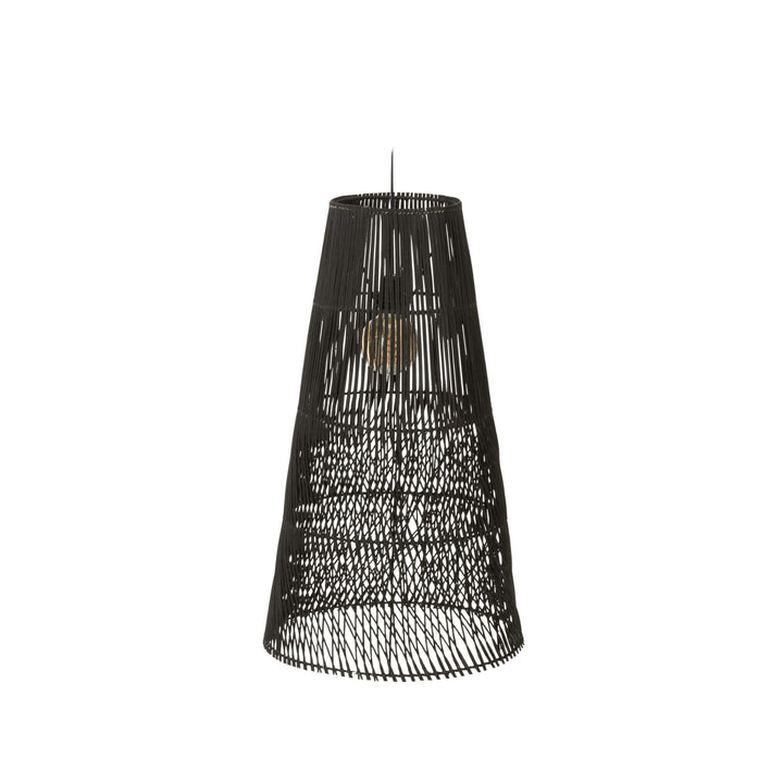 Alexia rattan pendant lamp in dark finish, conical shape, 37×37×75 cm.
