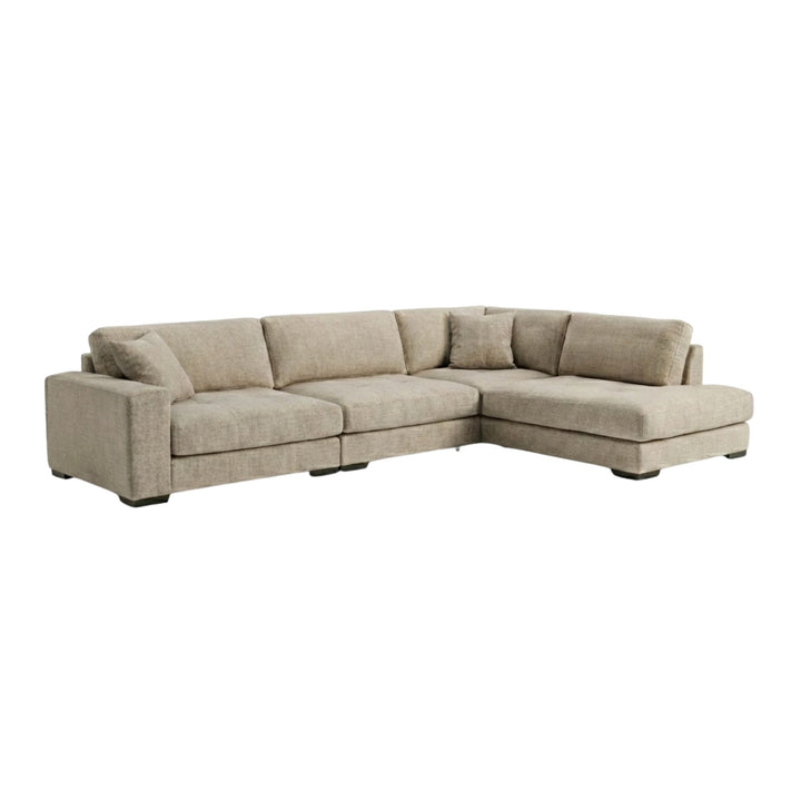 Second angle of the Amalfi Sofa in taupe fabric option.