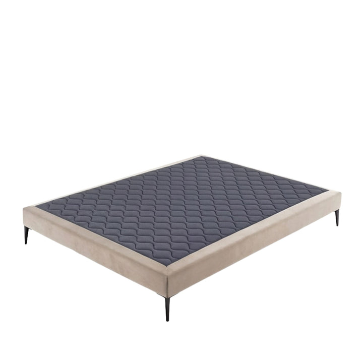 Upholstered Amalfi Bed Base showing fixed design and breathable fabric surface.