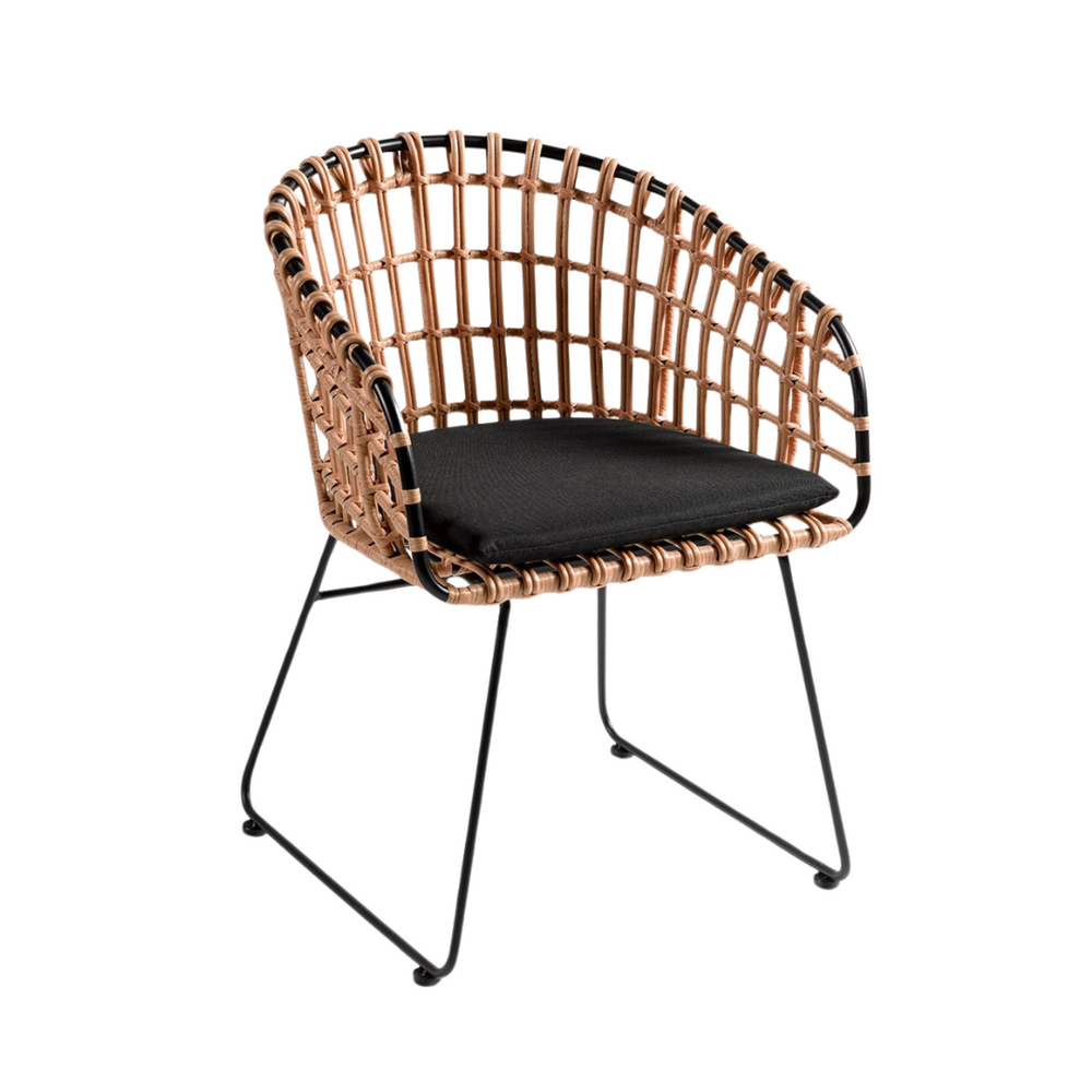 Angled side perspective of Amalfi Dining Chair Black.