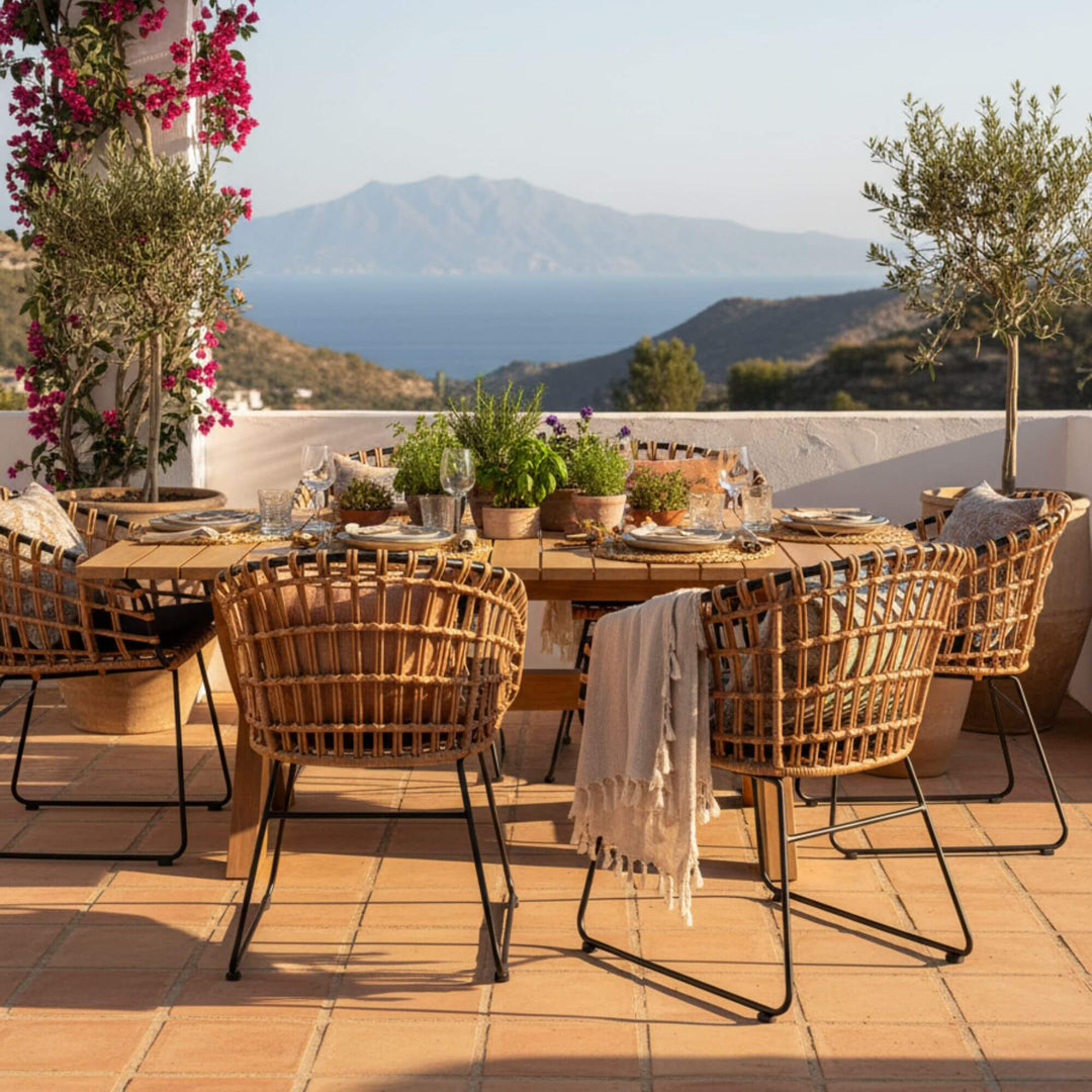 Outdoor setting with Amalfi Dining Chair Black and Santorini dining table