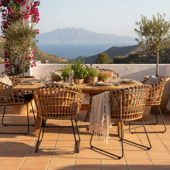 Outdoor setting with Amalfi Dining Chair Black and Santorini dining table