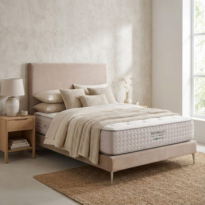 Styled bedroom featuring the Amalfi Headboard