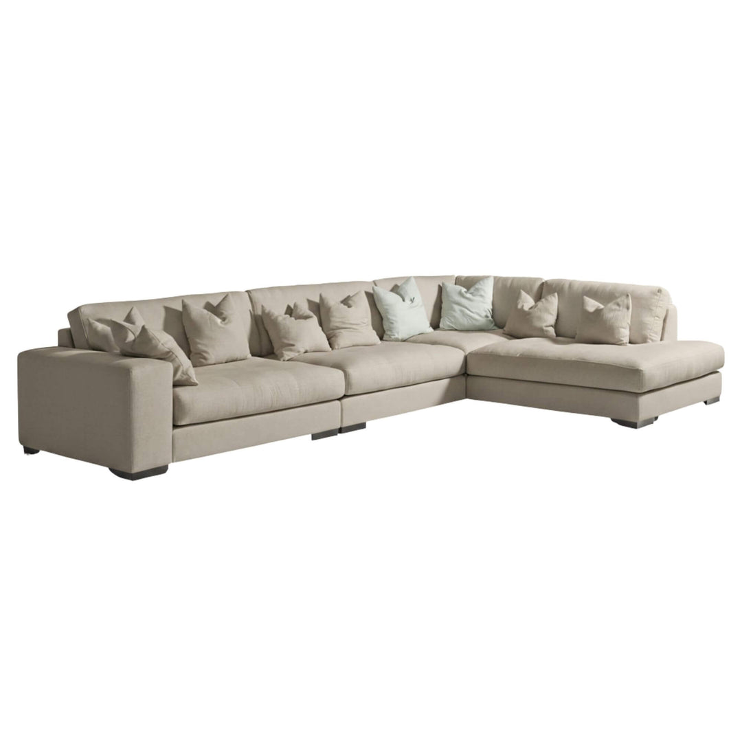 Second angle of the Amalfi Sofa in taupe fabric option.