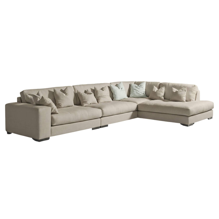 Second angle of the Amalfi Sofa in taupe fabric option.