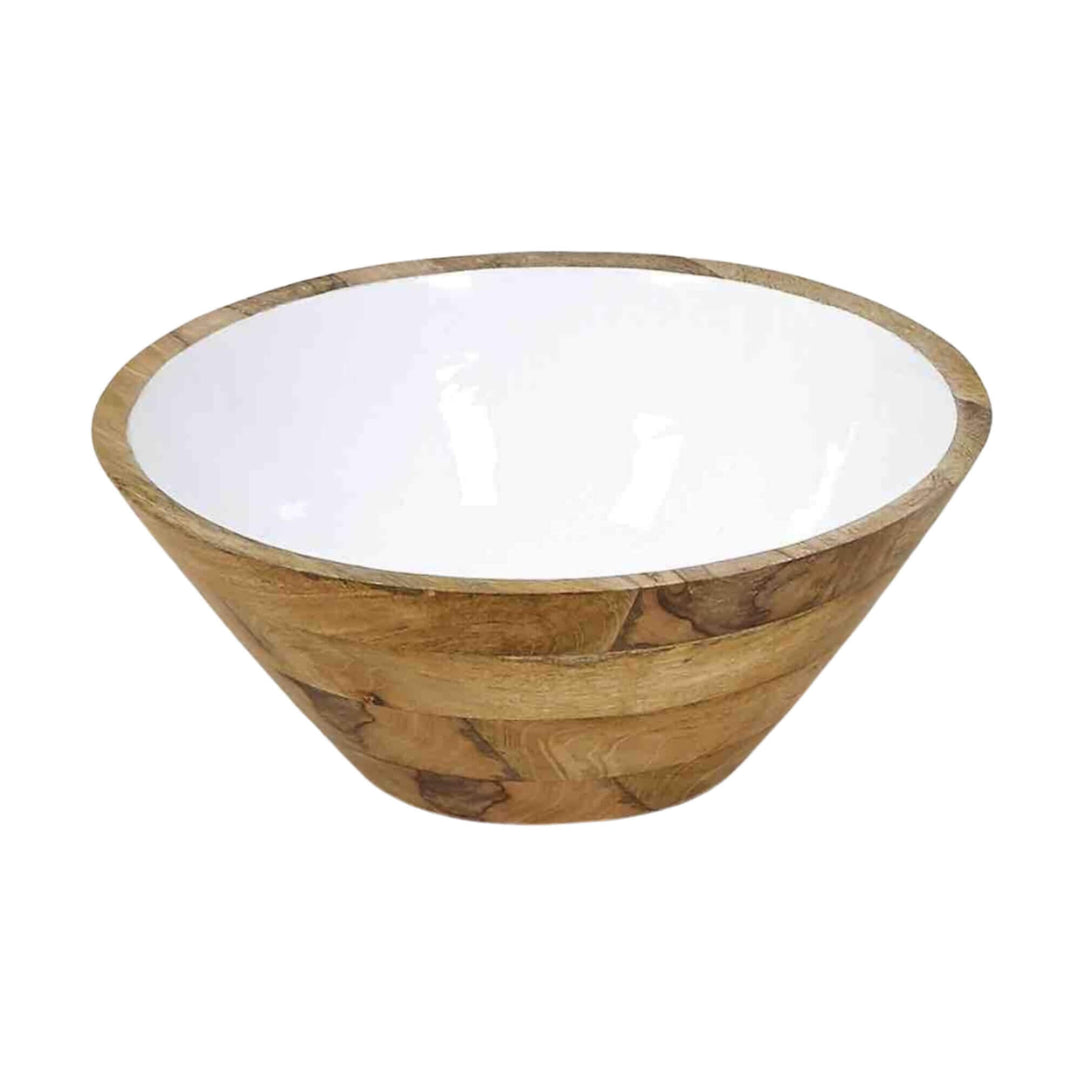 Anaya Wall Plake Bowl with natural wood exterior and white interior.