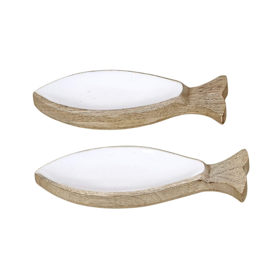Small and Large anaya white plake fish tray. 