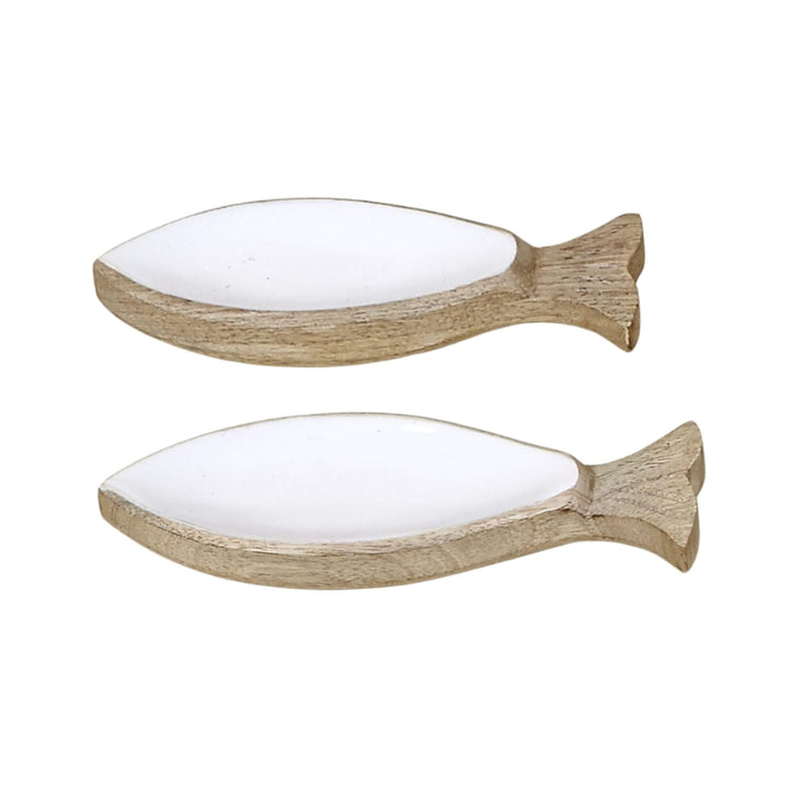 Small and Large anaya white plake fish tray. 