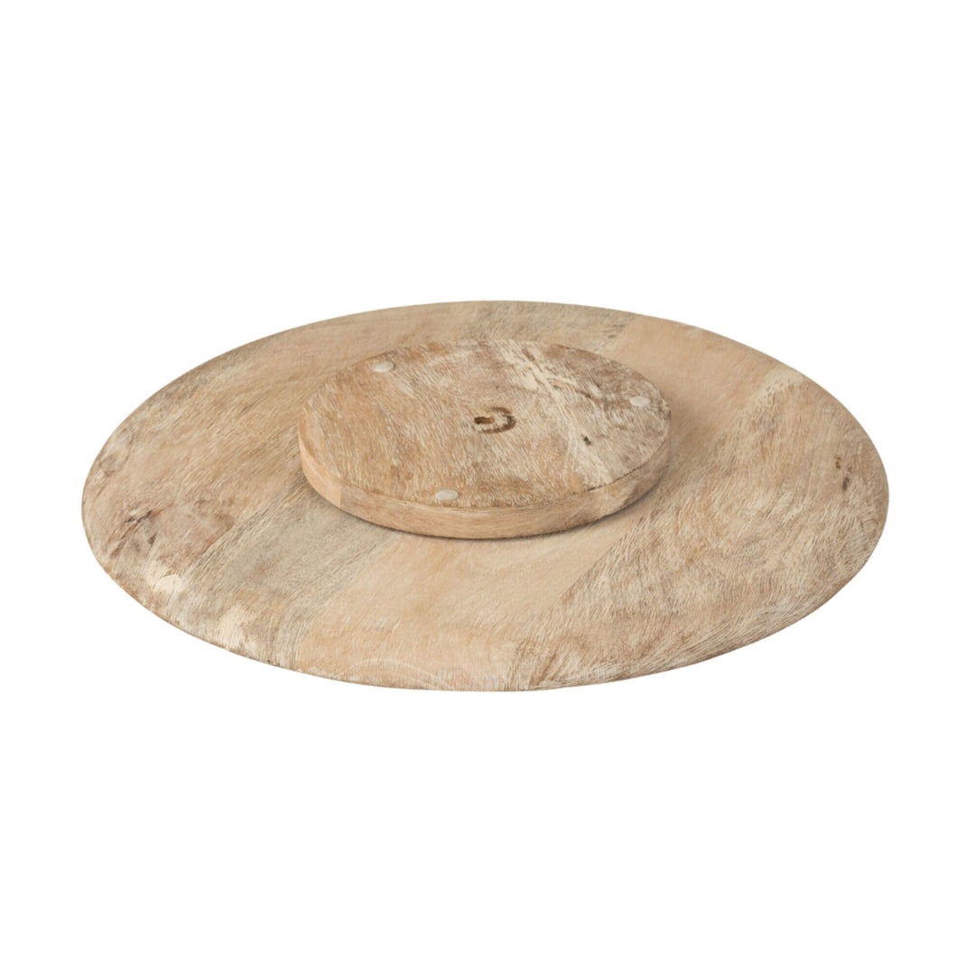 Bottom view of the Anaya Lazy Susan showing rotating wooden base.
