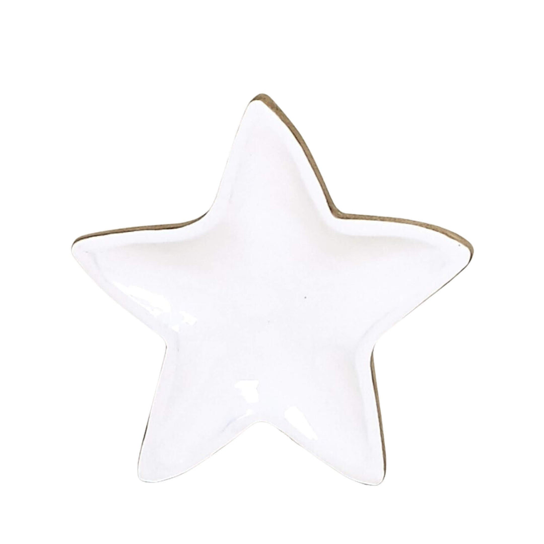 Front view of the Anaya white starfish tray showing its sculptural coastal shape and glossy finish.