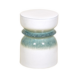 AZURE CERAMIC STOOL | WHITE/TURQUOISE 33X45CM