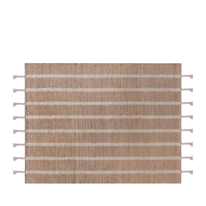 Front view of the Anihar Rug showcasing natural jute texture with subtle wool stripes.