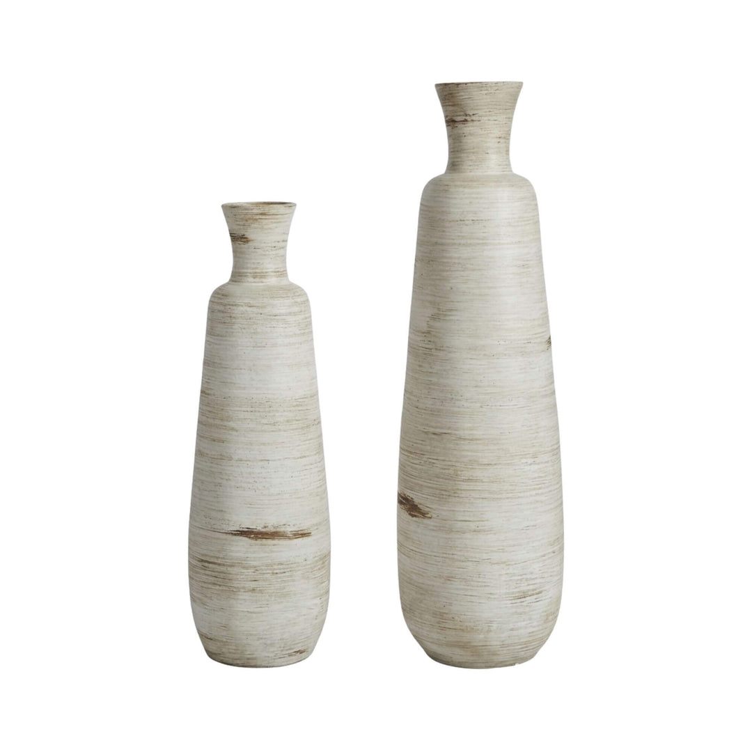 Two Ankara terracotta pots in different sizes displayed side by side on a white background.