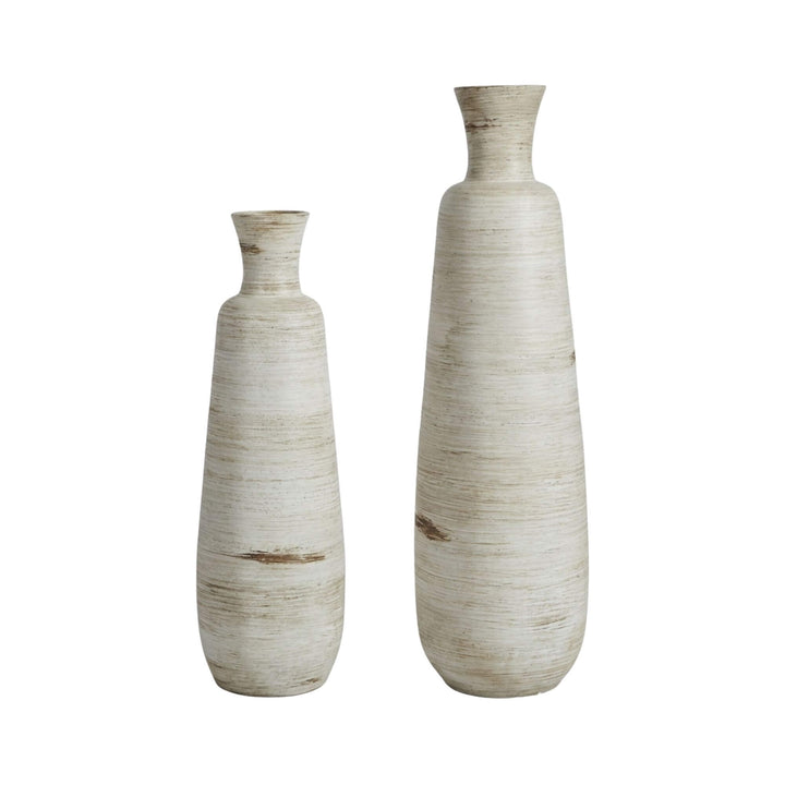 Two Ankara terracotta pots in different sizes displayed side by side on a white background.