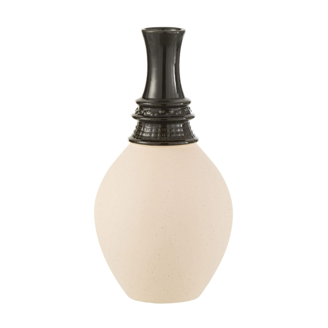 Aran Vase White ceramic vase with black top, 21×42 cm.