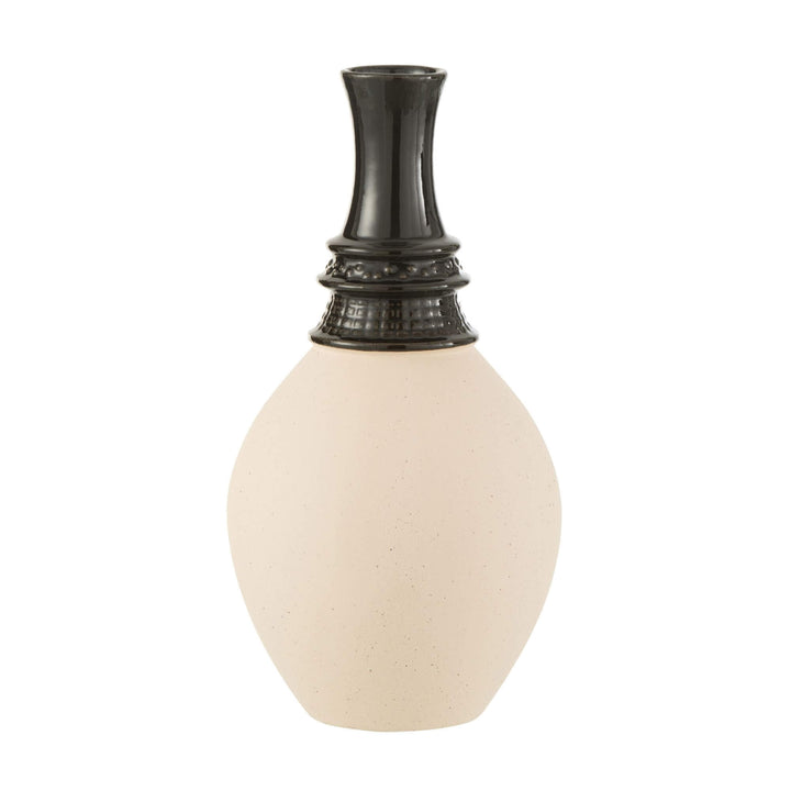 Aran Vase White ceramic vase with black top, 21×42 cm.