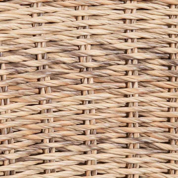 Close-up of the woven rattan PE pattern showing the handcrafted look.