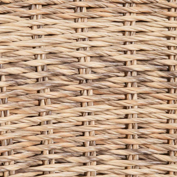 Close-up of the woven rattan PE pattern showing the handcrafted look.