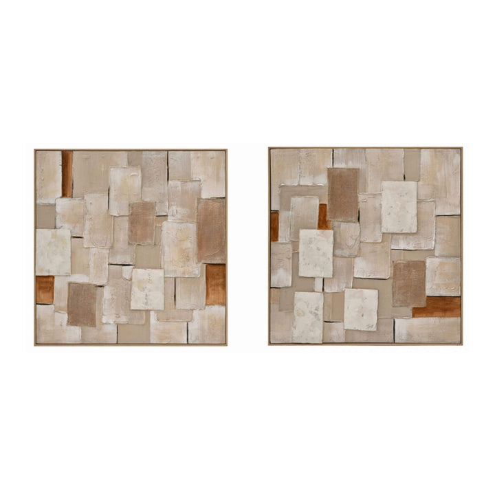 Arenisca abstract wall art in beige and sand tones.