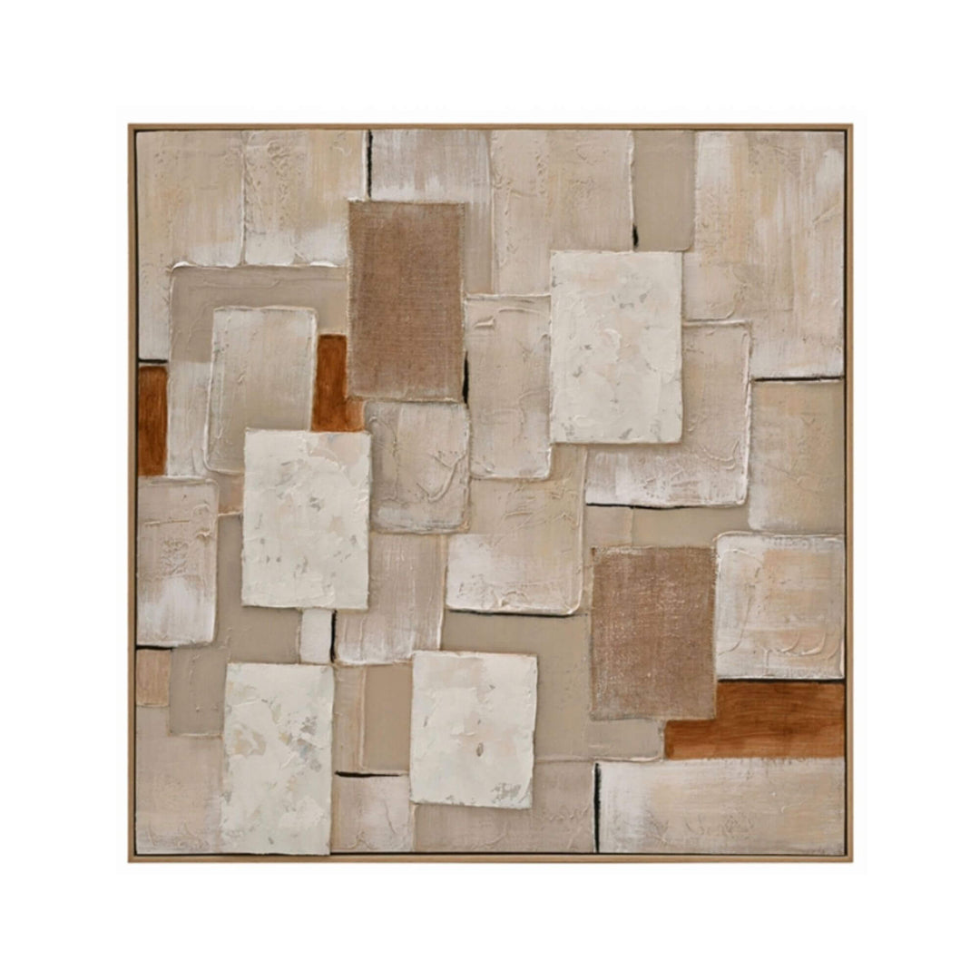 Close-up of textured neutral geometric patterns on Arenisca painting. "B"