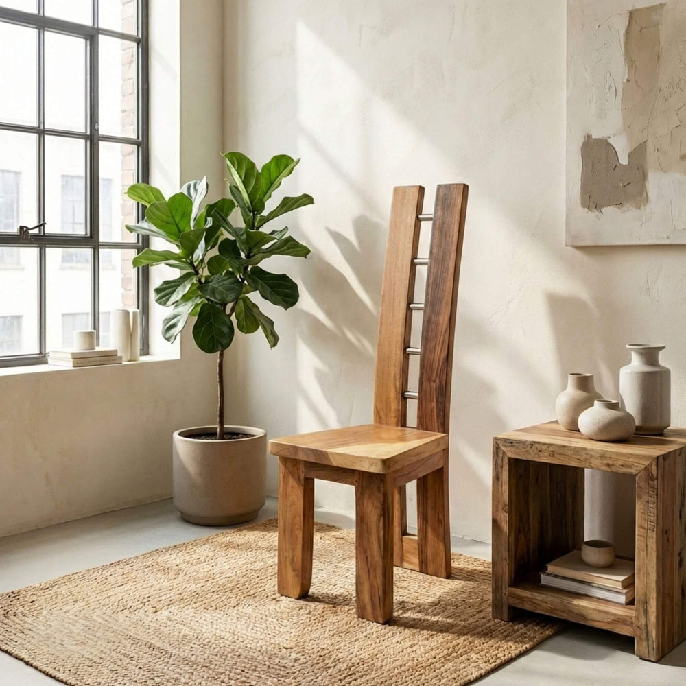 Styled interior setting featuring the Argus dining chair in a warm, natural dining space.