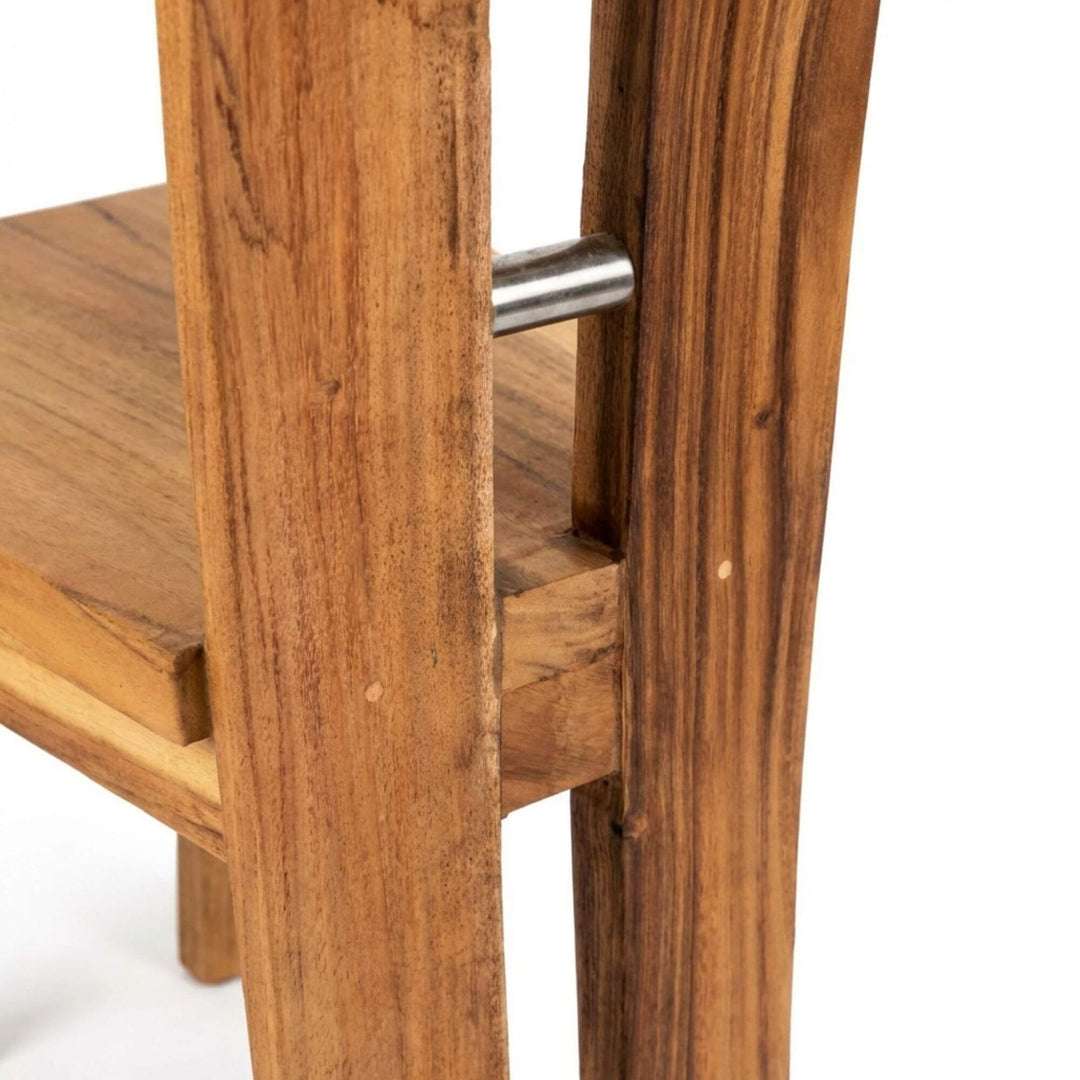 Detail view of the chair’s solid wood joints and handcrafted finish.