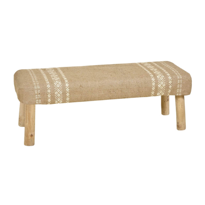 Ashram Jute Bench with teak wood frame and handwoven jute seat.