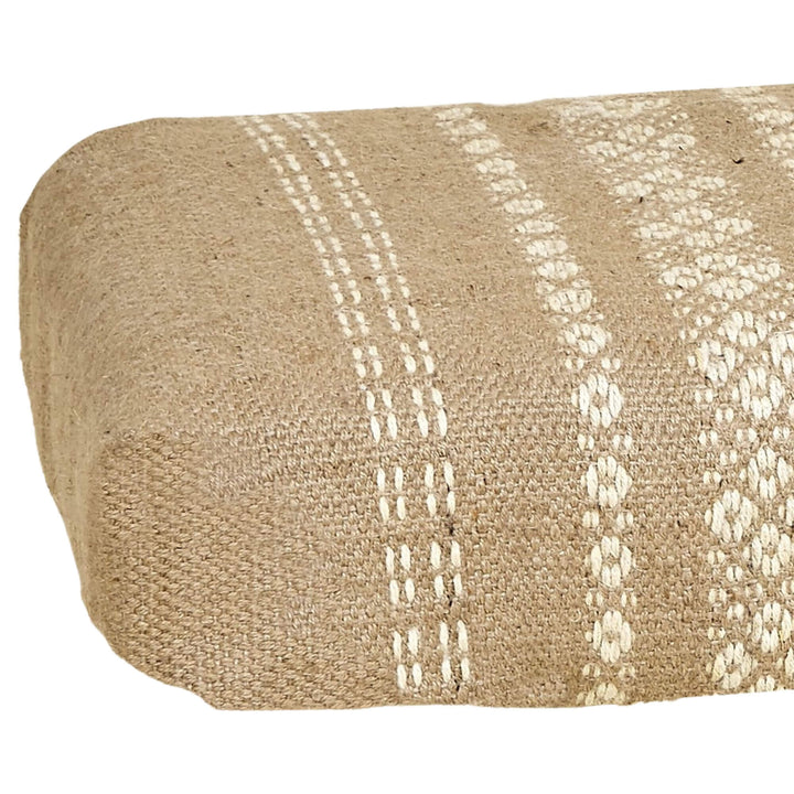 Close-up of the Ashram Bench jute seat texture.