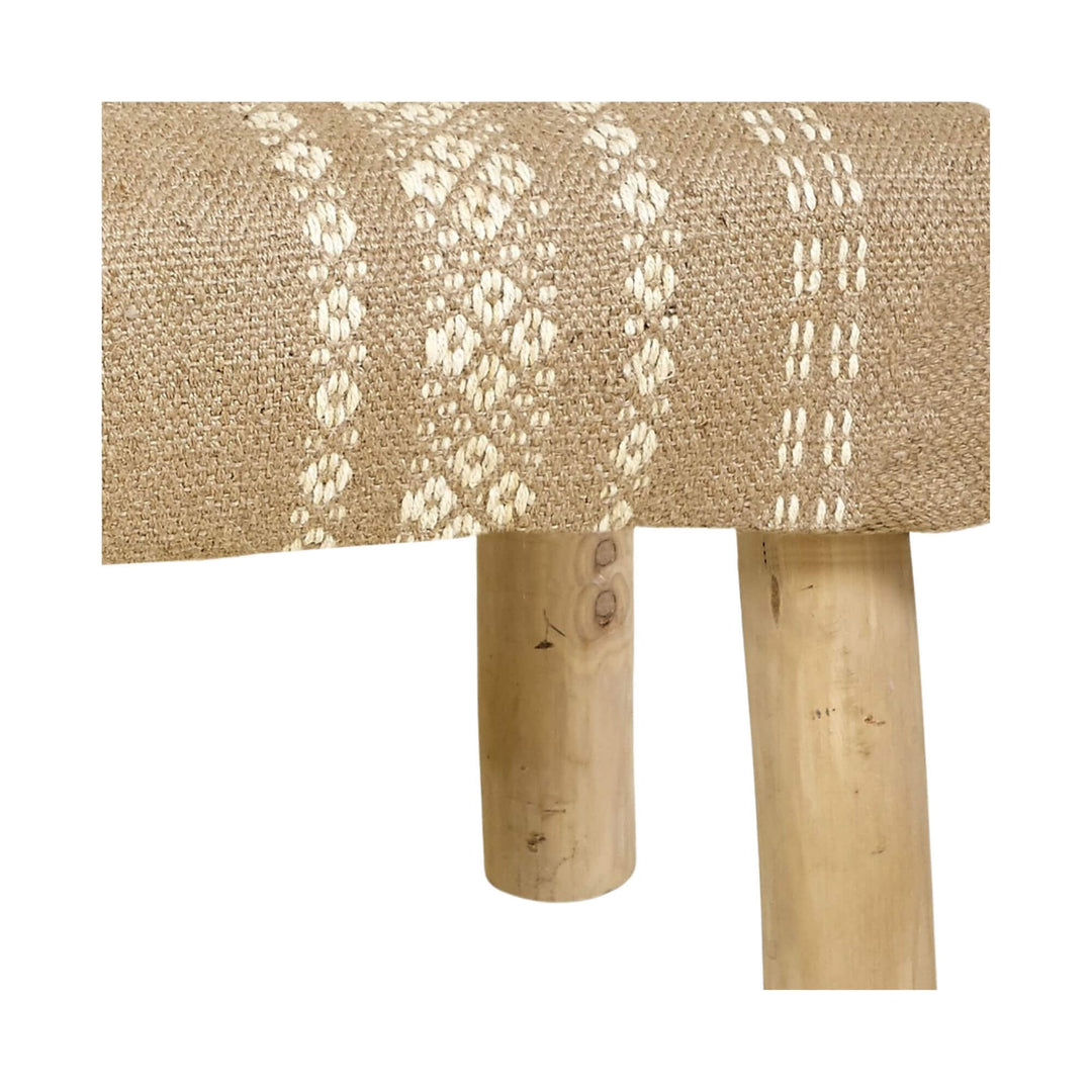 Close-up of the Ashram Bench jute seat texture.