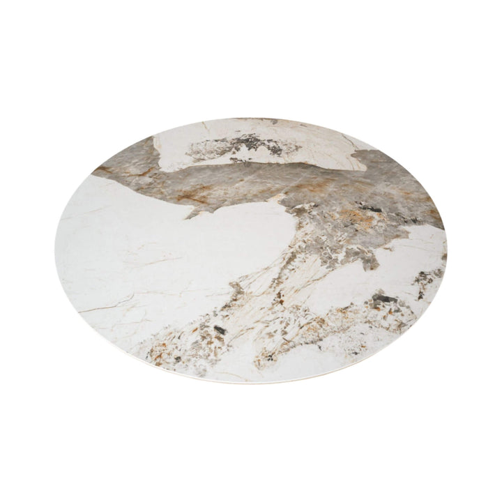 Top view of the Ash & Ceramic Dining Table showing the ceramic stone-pattern surface