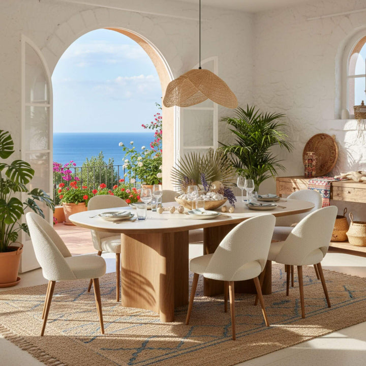 Styled setting of Ash oval dining table and Cord gracia dining chair