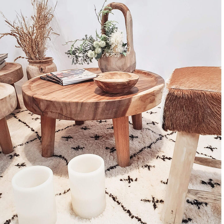 Styled living room with Asterope suar wood coffee table set
