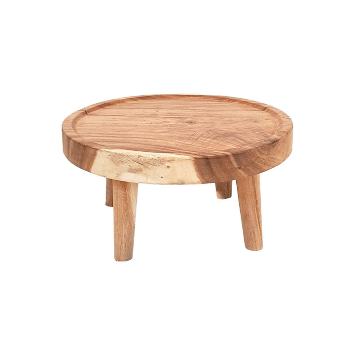 Front view of round suar wood coffee table "S"