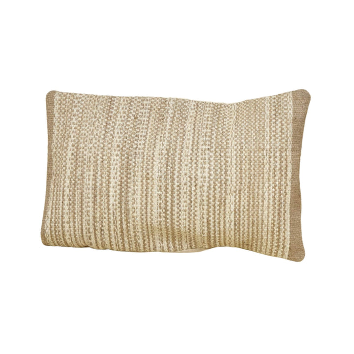 Aura Jute Cushion natural  and white woven design